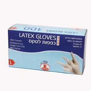 כפפות לאטקס 100 יחידות