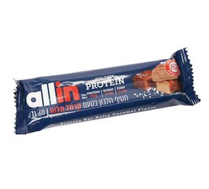 חטיף חלבון ALLIN בטעם קרמל מלוח 60 גרם