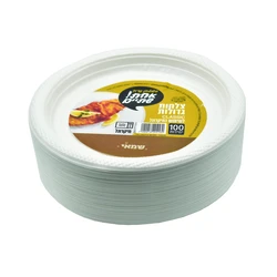 צלחות חד פעמיות גדולות לבנות 100 יחידות