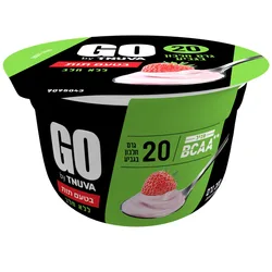 יוגורט גו בטעם תות ללא חלב 20 גרם חלבון 200 גרם
