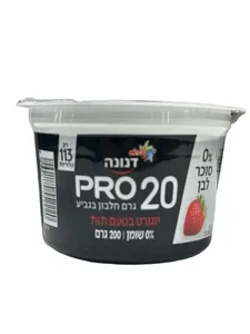 דנונה פרו 20 גרם חלבון בטעם תות 0% ללא סוכר 200 גרם